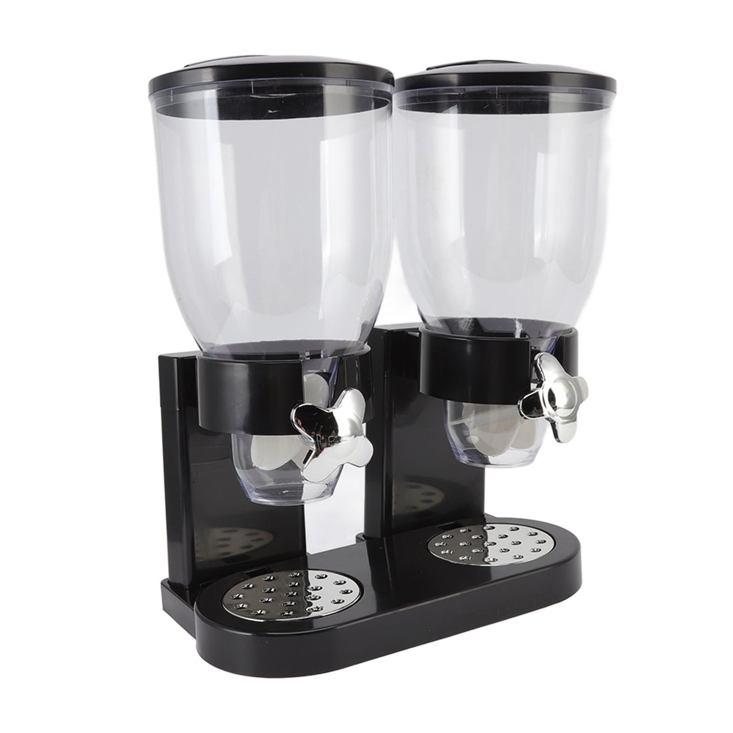 Cereal Dispenser ABS Dual Containers Airtight Twist Operation Dry Food Dispenser for Kitchen Black