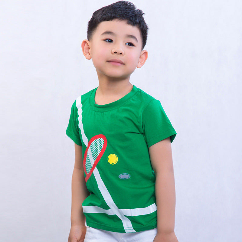 CUHK Boys' Cartoon Printed Children's T-shirt Trendy Children's Short-sleeved T-shirt