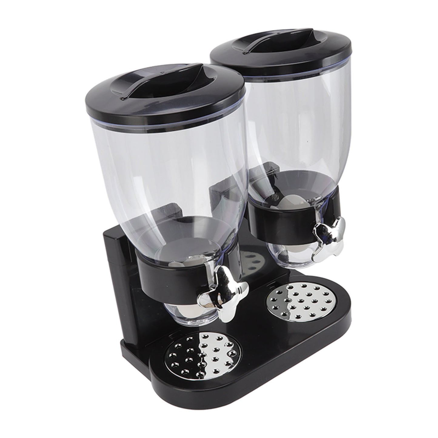 Cereal Dispenser ABS Dual Containers Airtight Twist Operation Dry Food Dispenser for Kitchen Black