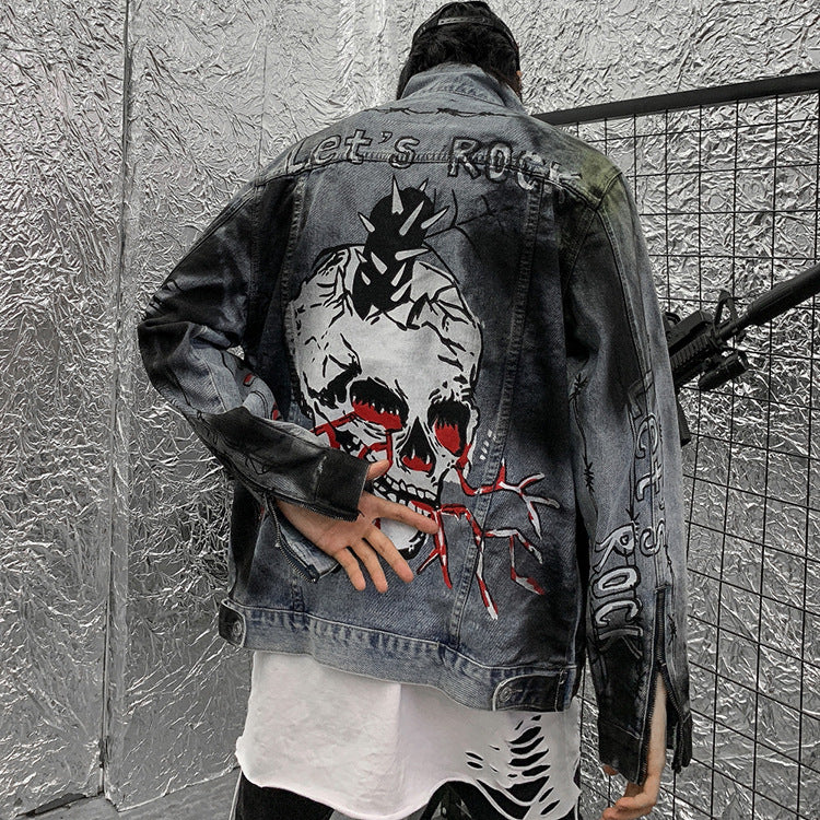 Coat men's European and American street couple jeans