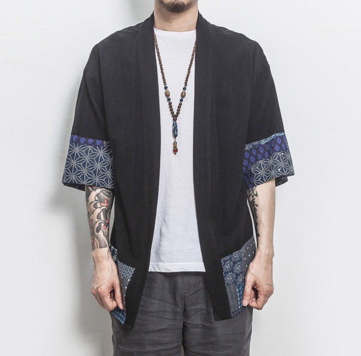 Retro Ethnic Style Improved Hanfu Tang Suit Men's Loose Cotton Cardigan Jacket Cloak Shirt
