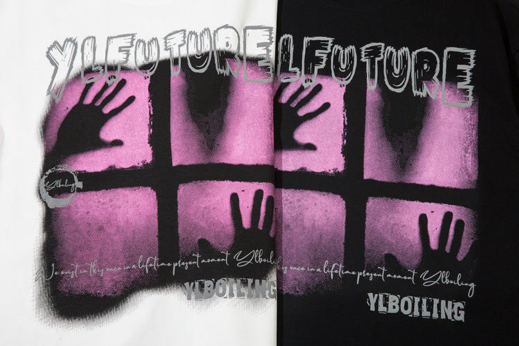 Depressed Fuzzy Printed Short Sleeve Men