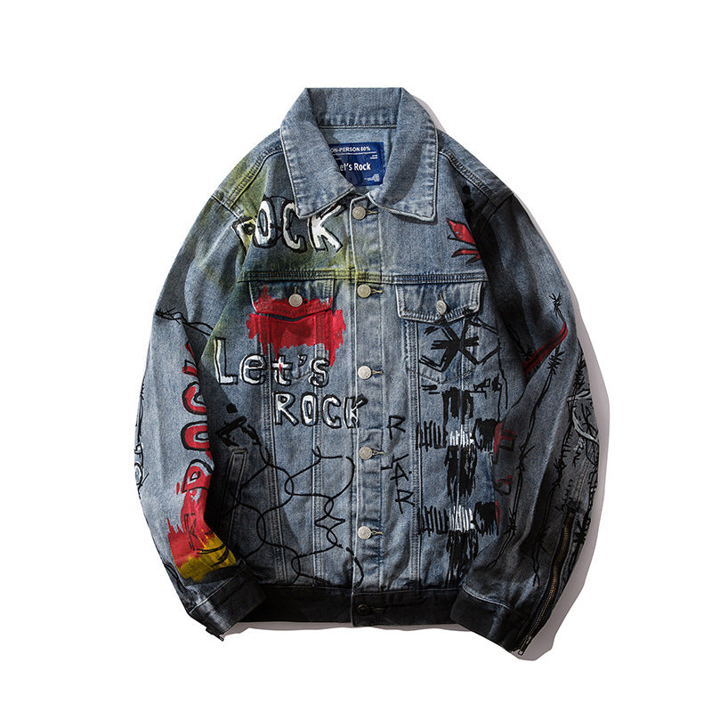 Coat men's European and American street couple jeans