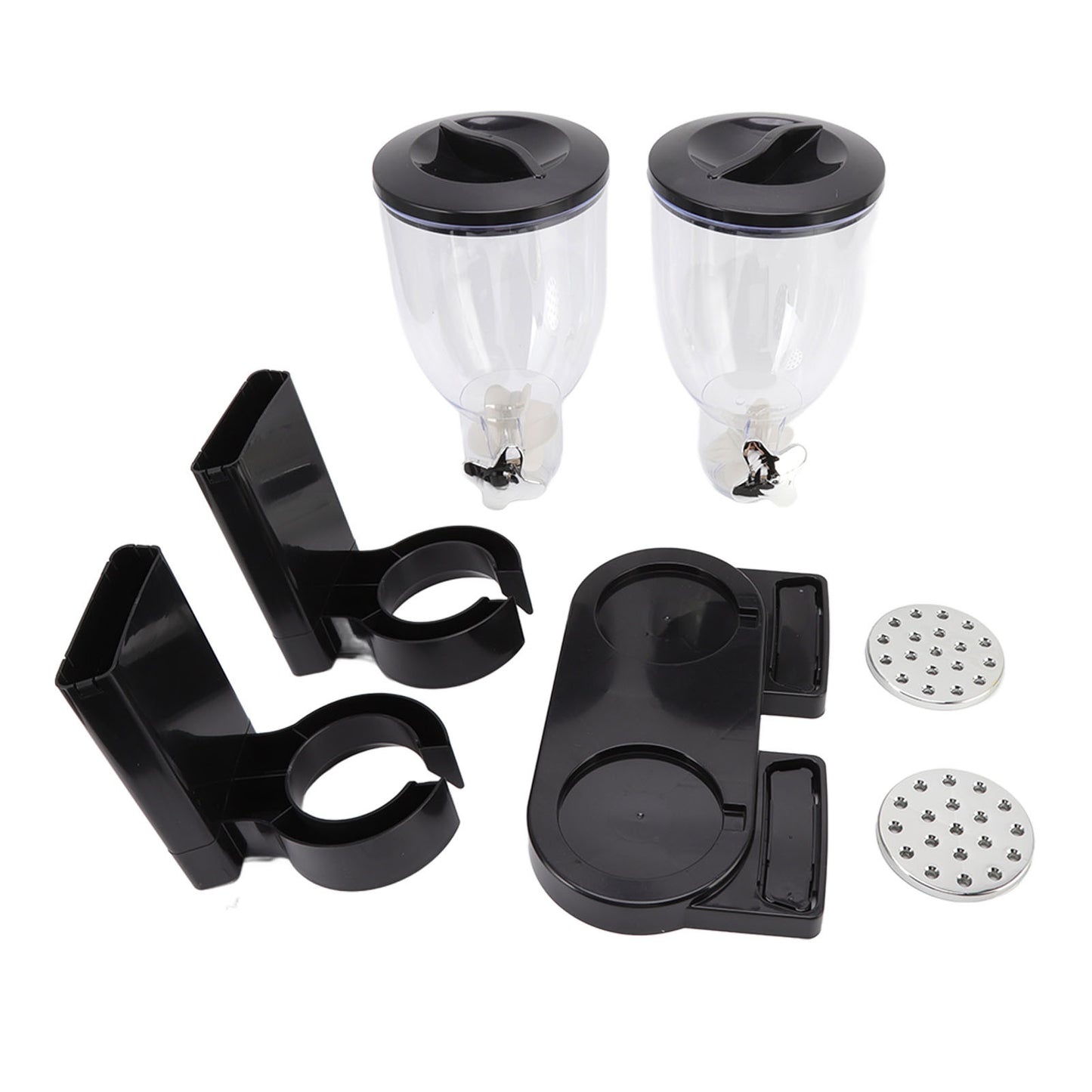 Cereal Dispenser ABS Dual Containers Airtight Twist Operation Dry Food Dispenser for Kitchen Black