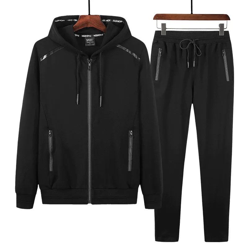 2 Pieces Suits Hoodies Jogger Men Winter Sportwear Sets Hooded Jackets Pants Hip Hop Sports Tracksuit Men's Clothing Large Sizes