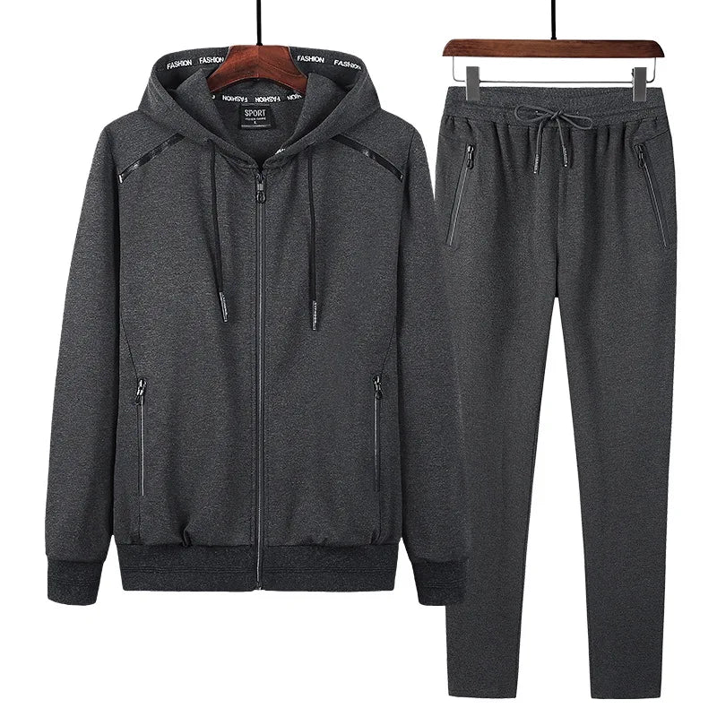 2 Pieces Suits Hoodies Jogger Men Winter Sportwear Sets Hooded Jackets Pants Hip Hop Sports Tracksuit Men's Clothing Large Sizes