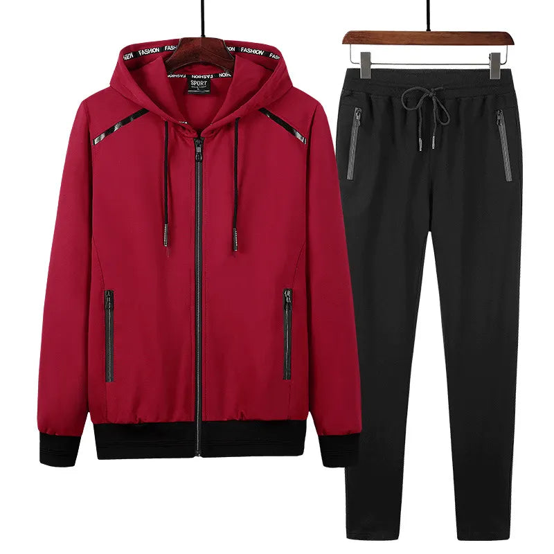 2 Pieces Suits Hoodies Jogger Men Winter Sportwear Sets Hooded Jackets Pants Hip Hop Sports Tracksuit Men's Clothing Large Sizes