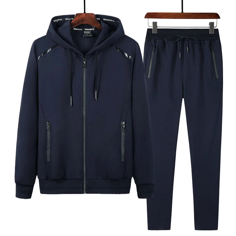 2 Pieces Suits Hoodies Jogger Men Winter Sportwear Sets Hooded Jackets Pants Hip Hop Sports Tracksuit Men's Clothing Large Sizes