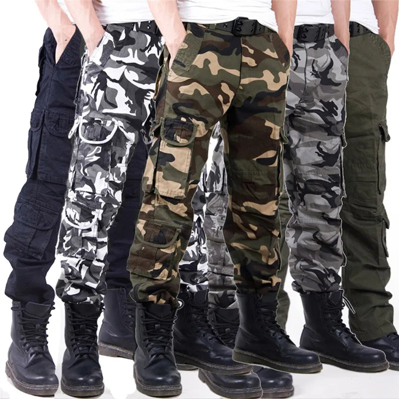 2022 Men's Cargo Pant Baggy Casual Men Tactical Pant Multi Pocket Military Overall Male Outdoors Long Trouser Army Camouflage