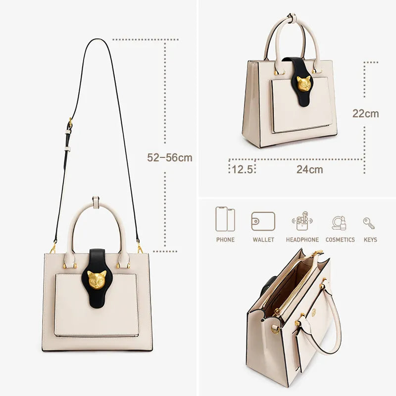 BAFELLI WOMEN'S BAGS NEW 2023 CELEBRITY FASHION CAT HANDBAG CROSSBODY SHOULDER FEMALE LEATHER DESIGNER STYLISH LUXURY PURSE