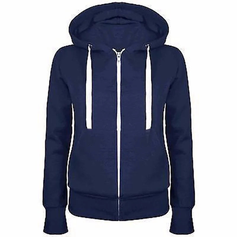 2023 Fashion Trend Zipper Hooded Long-sleeved Plus Cashmere Sweater Coat