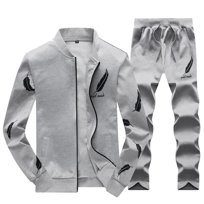 ASALI Mens Tracksuit Zipper 2023 Spring Sets Fleece Casual Men Set 3D Print Pleated Hoodies Sweatshirt Pant Suit Fitness Clothes