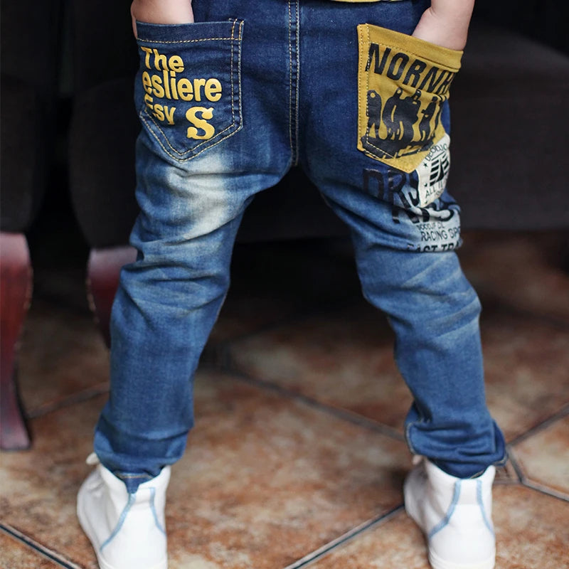 Newest Spring and Autumn Children's trousers,Kids baby Letter stitching Pants boy's Casual Jeans