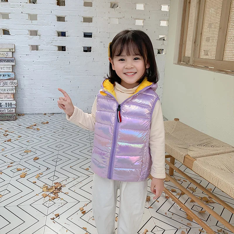 Hooded Child Waistcoat Children Outerwear Kids Jackets Warm Cotton Baby Boys Girls Vest For Spring Autumn 3-14 Years Old