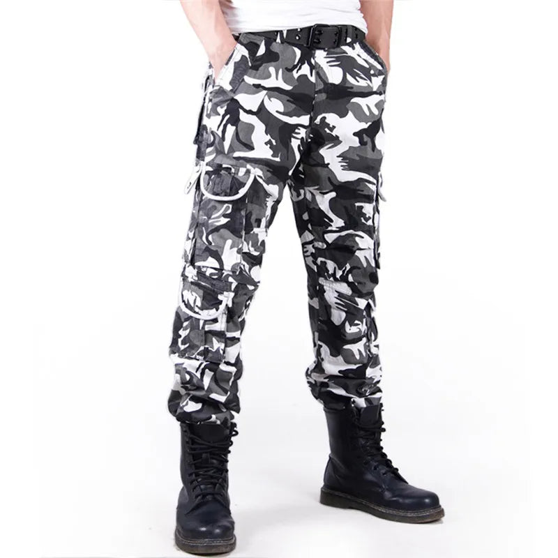 2022 Men's Cargo Pant Baggy Casual Men Tactical Pant Multi Pocket Military Overall Male Outdoors Long Trouser Army Camouflage
