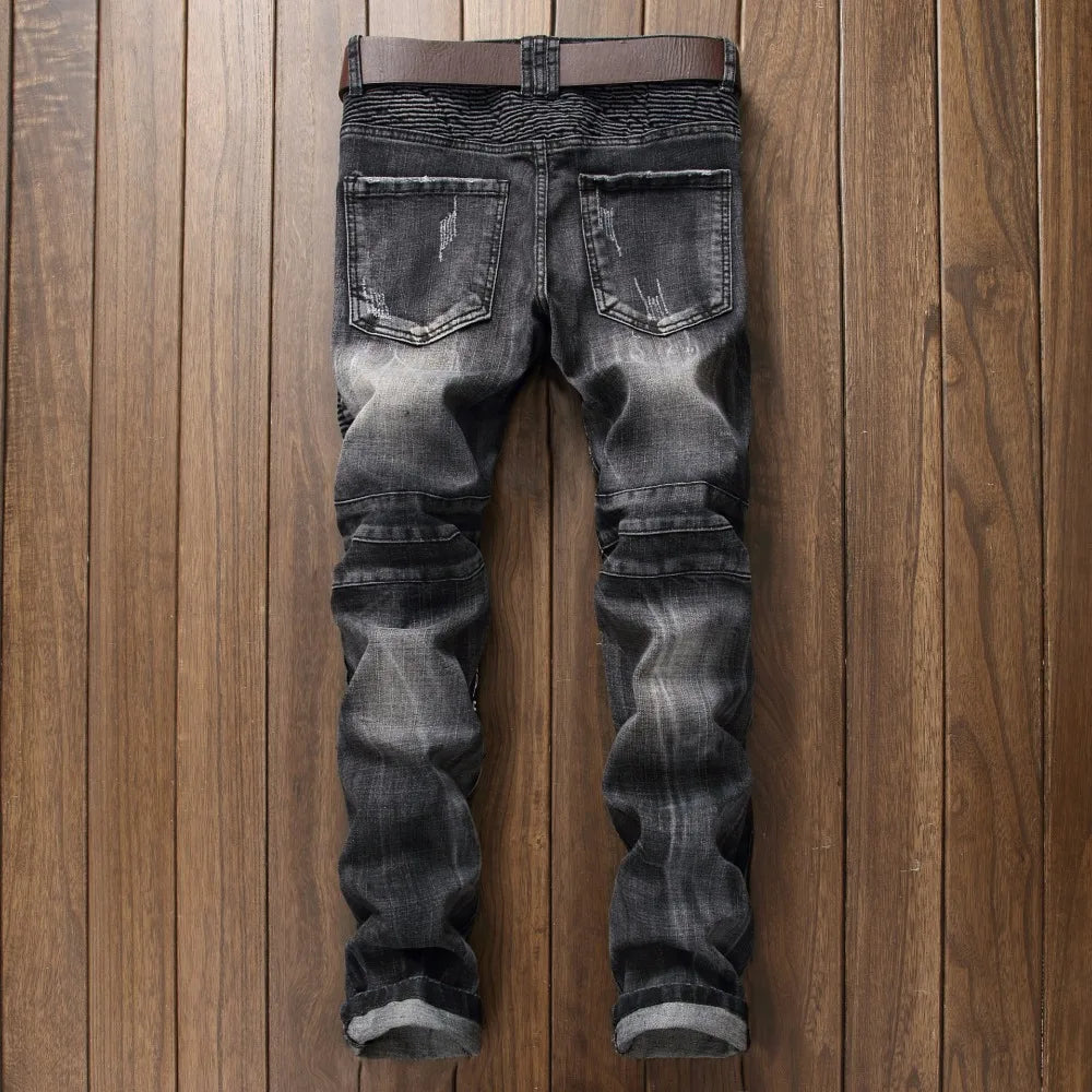 2021 Patch Jeans Men Skinny Casual Cotton Classic Ripped Denim For Men Straight Slim Fit Plus Size Rvaet Rap Harajuku Biker Jean