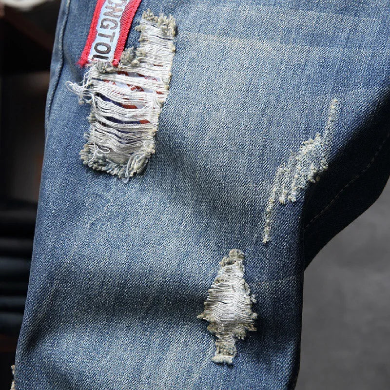 2023 New Young Men's Fashion Casual Stretch Slim Jeans Classic Trousers Denim Pants Male Jeans Men