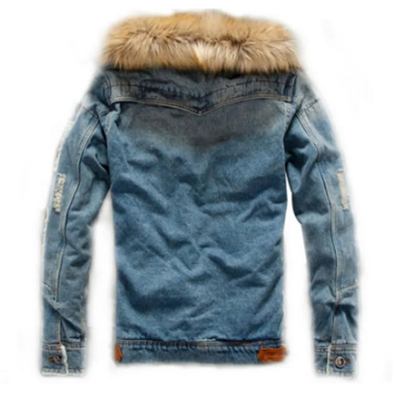 drop shipping 2023 new men jeans jacket and coats denim thick warm winter outwear S-4XL LBZ21