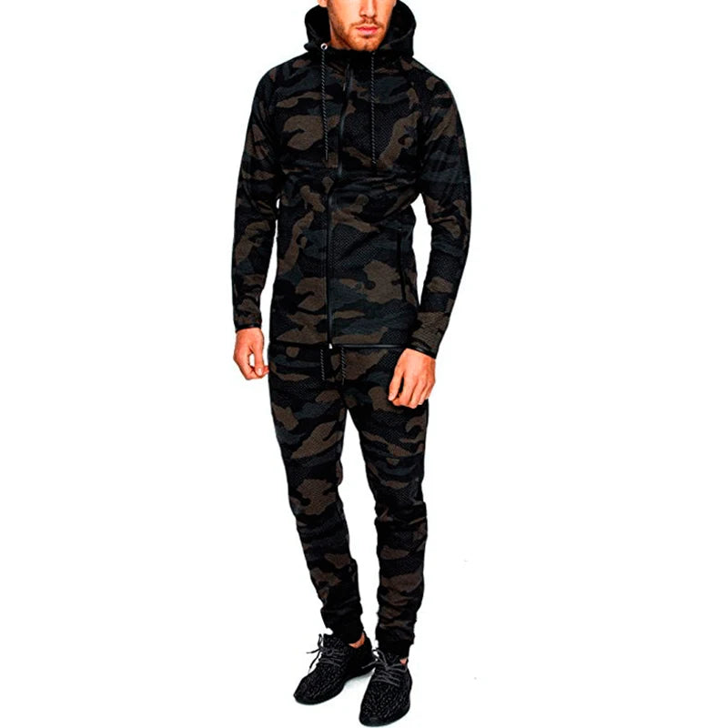 2023 New Spring Men Track Suit Fashion Hoodies Sweatshirt Camouflage Sportswear Set Military Jackets Pants Tracksuit Men MY056