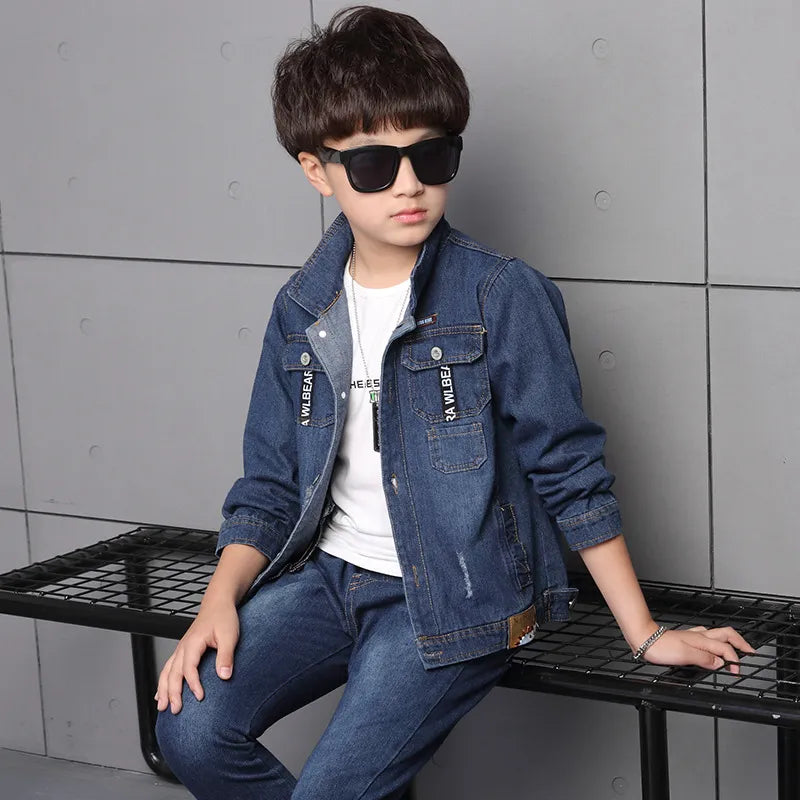 Children's Clothing Boy Spring Suit 2023 New Korean Children's Denim Suit Two Sets Of Autumn Children Clothes