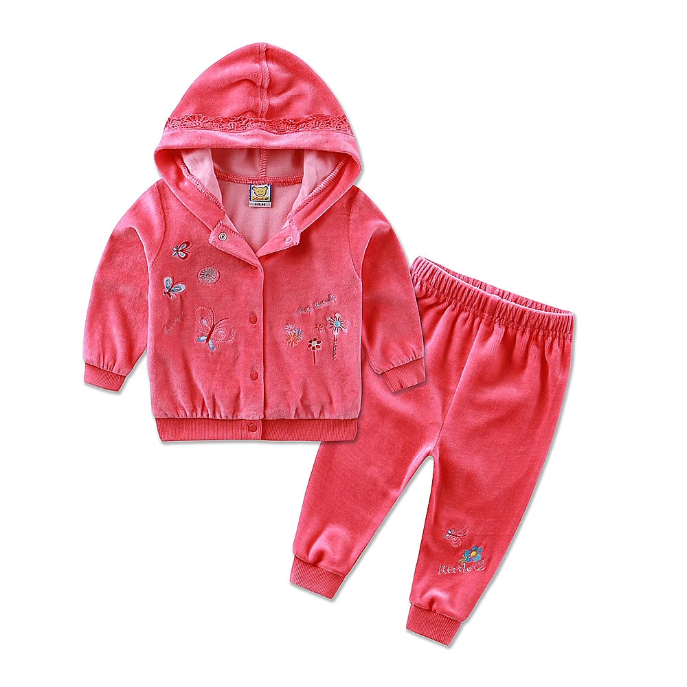 2023 New arrival velvet summer baby girl spring child set casual children's clothing two pieces set children girls twinset