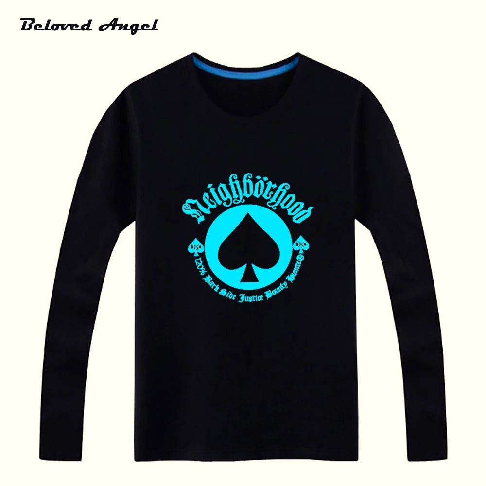 Beloved Angel Blu-ray New Design Kids Long Sleeves Tees Neon Print Shine Children Boys Girls T Shirt Darkness Luminous Clothing