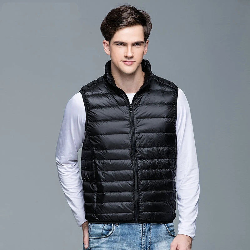 2023 New Men's Winter Gilet Coat Duck Down Puffer Vest Portable Ultra Light Sleeveless Jacket Portable Waistcoat for Men