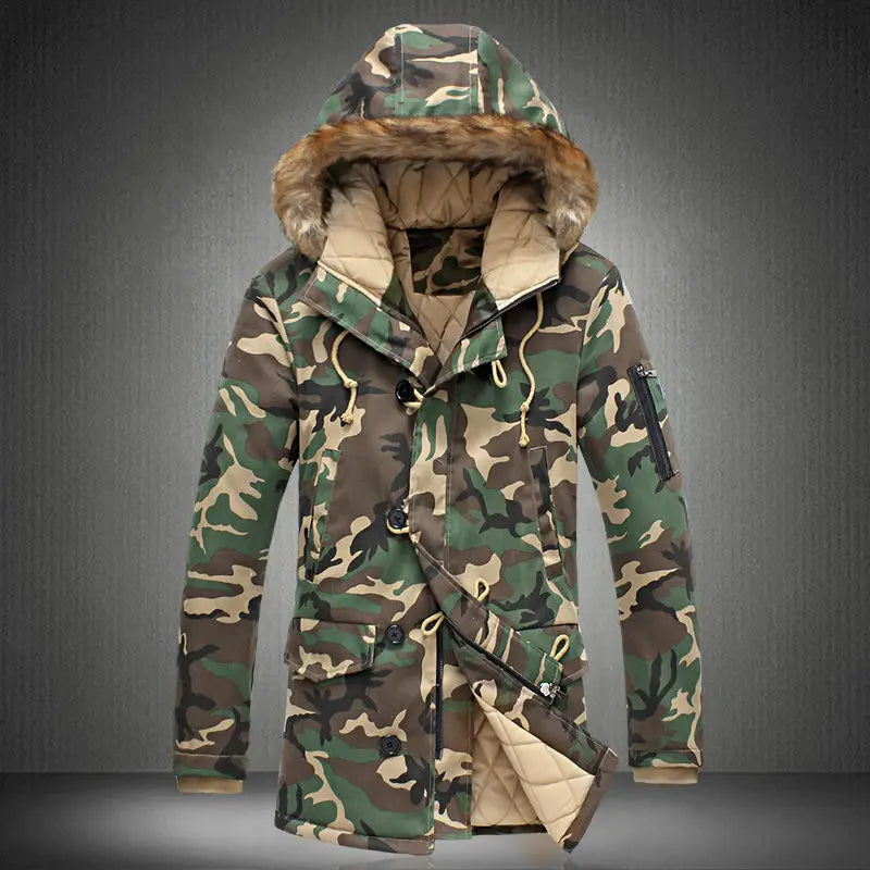 Camouflage Down Parkas Jackets 2023 Men's Parka Hooded Coat Male Fur Collar Parkas Winter Jacket Men Military Down Overcoat