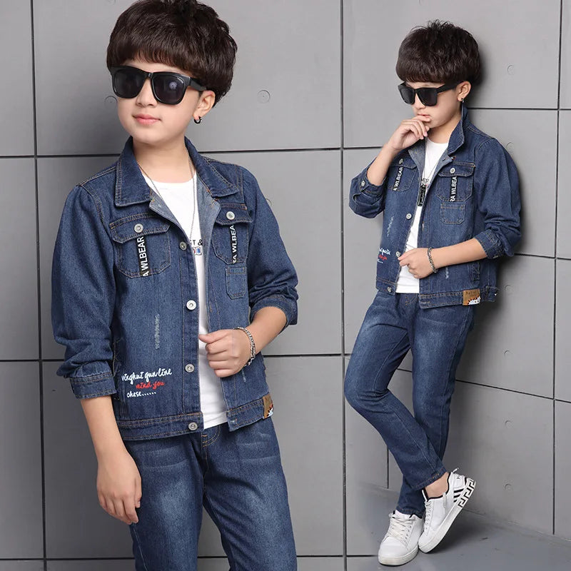 Children's Clothing Boy Spring Suit 2023 New Korean Children's Denim Suit Two Sets Of Autumn Children Clothes