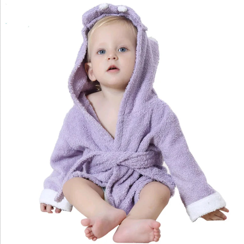 2-6 year Baby Robe Cartoon Hoodies Girl Boys Sleepwear Good Quality Bath Towels Kids Soft Bathrobe Pajamas Children's Clothing