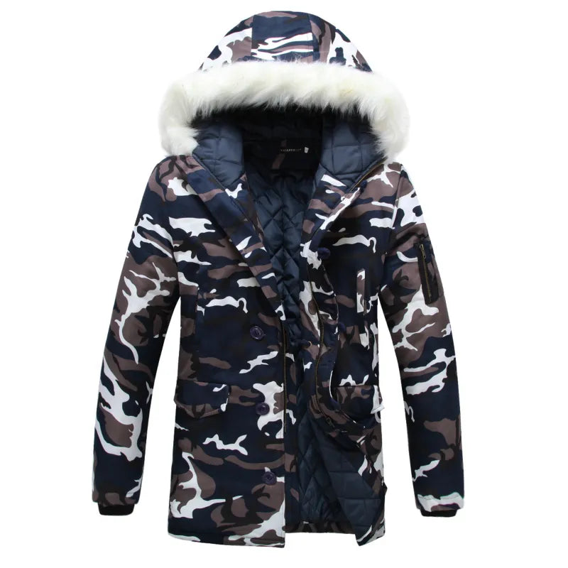 Camouflage Down Parkas Jackets 2023 Men's Parka Hooded Coat Male Fur Collar Parkas Winter Jacket Men Military Down Overcoat