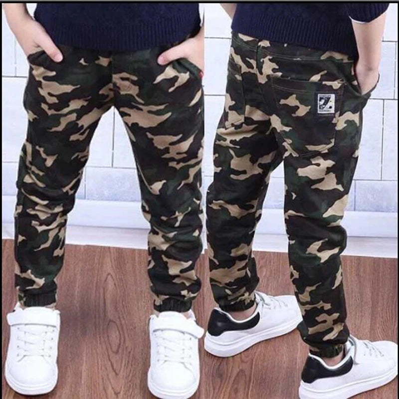 Camouflage Boys Trousers Boys Pants Casual Cotton Print Mid Elastic Waist Harem Kids Pants Boy Children Pants Blue Green Army