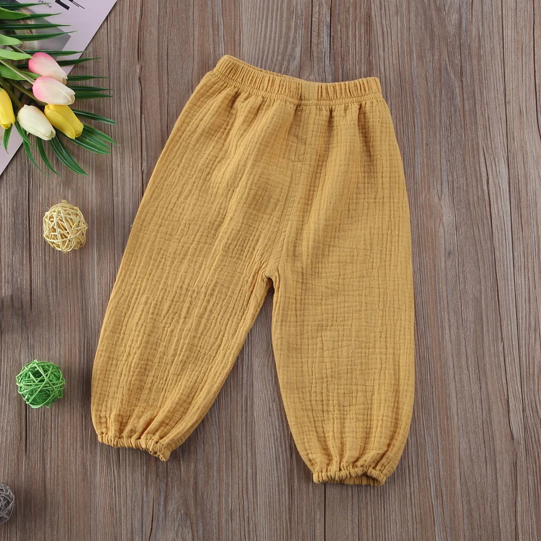 4 Colors Baby Kids Girl Boy Bottoms Wrinkled Pantalettes Pants Babies Loose Long pant Clothing