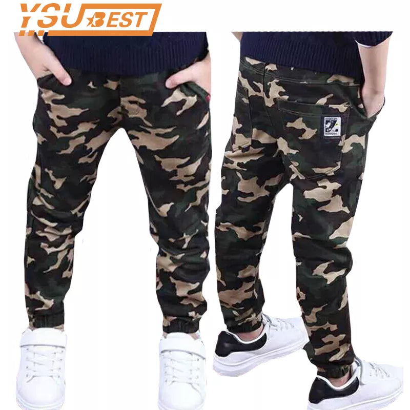 Camouflage Boys Trousers Boys Pants Casual Cotton Print Mid Elastic Waist Harem Kids Pants Boy Children Pants Blue Green Army