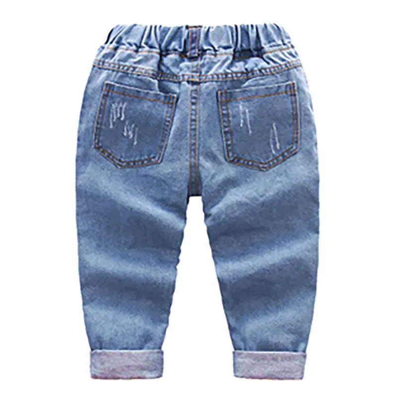 2021 Fashion Children Jeans Baby Boys Cartoon Trousers Pant Baby Girls Grinding Holes Jeans Kids Spring Autumn Clothes 2-6Years