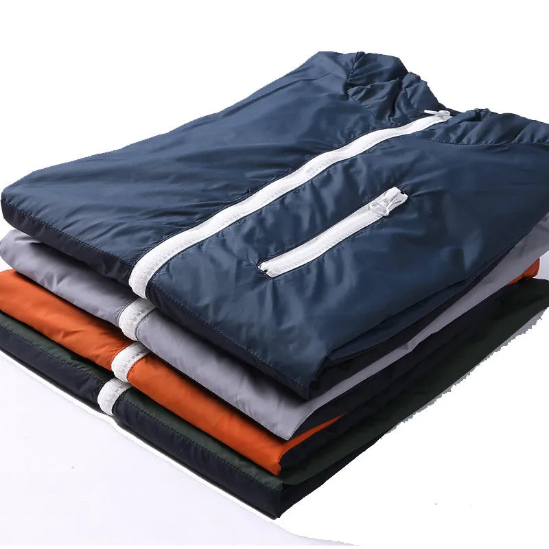 Windbreaker Men Casual Spring Autumn Lightweight Jacket 2023 New Arrival Hooded Contrast Color Zipper up Jackets Outwear Cheap