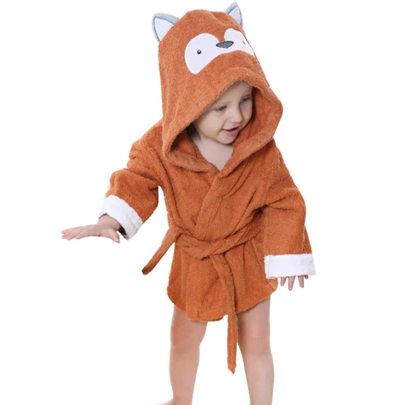 2-6 year Baby Robe Cartoon Hoodies Girl Boys Sleepwear Good Quality Bath Towels Kids Soft Bathrobe Pajamas Children's Clothing