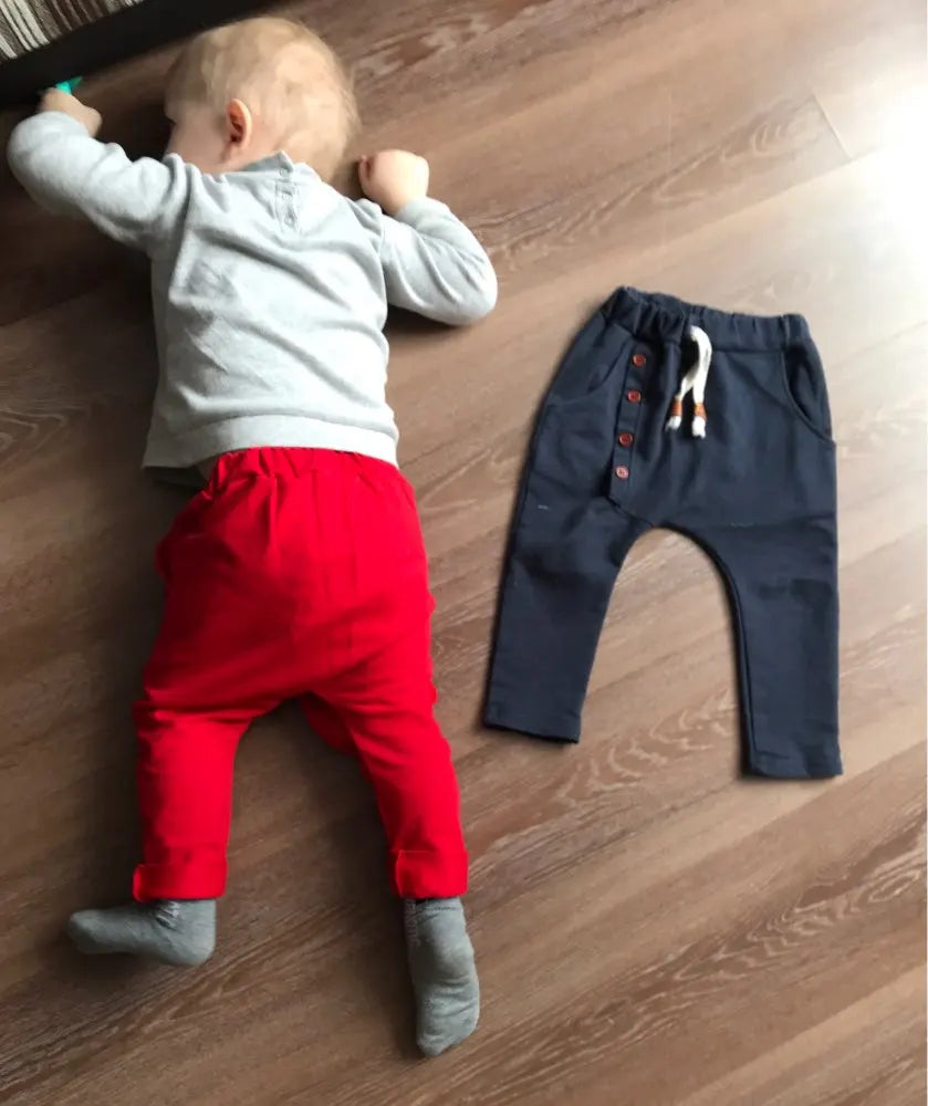 Boy Pants Kids Autumn Spring Clothes Children Trousers for Baby Boys Harem Pants solid four buttons fashion