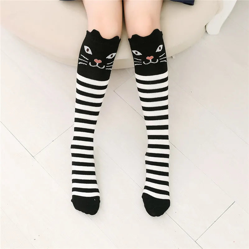 11 Styles Cute Cartoon Girls Sock Print Animal Cotton Baby Kid Knee High Long Children Fox Sock For Toddler Clothing Accessories