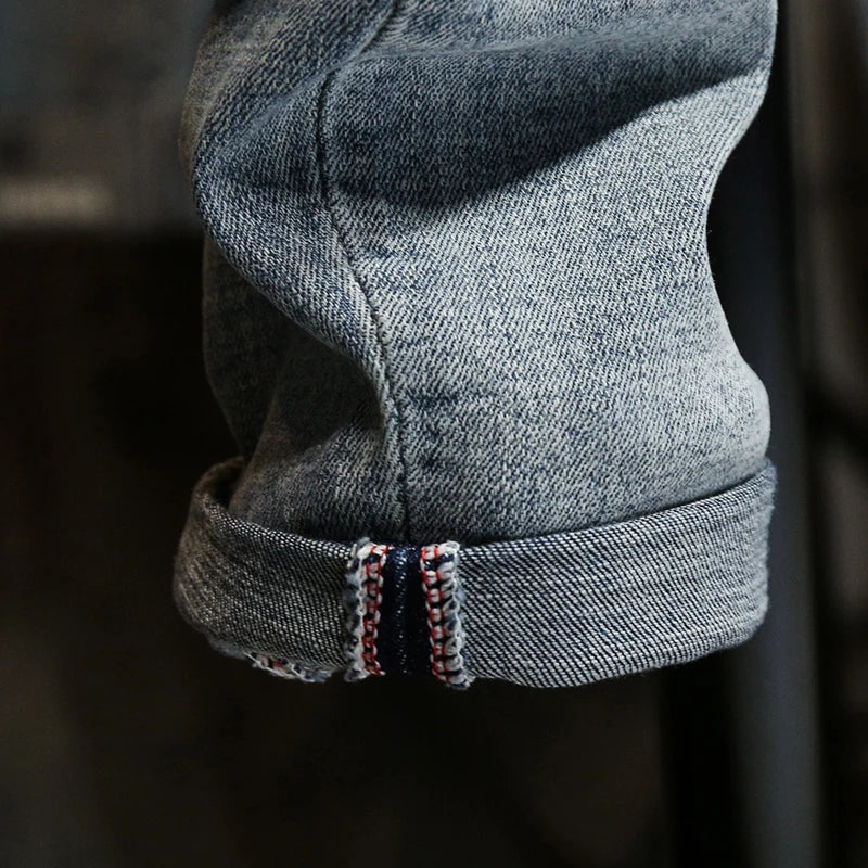 Ripped Jeans Men Skinny Light Blue High Street Style Male Jeans Elasticity Slim Fit Frayed Casual Men Pants Trousers Biker Jeans