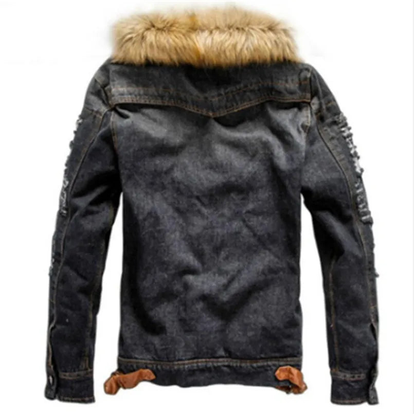 drop shipping 2023 new men jeans jacket and coats denim thick warm winter outwear S-4XL LBZ21