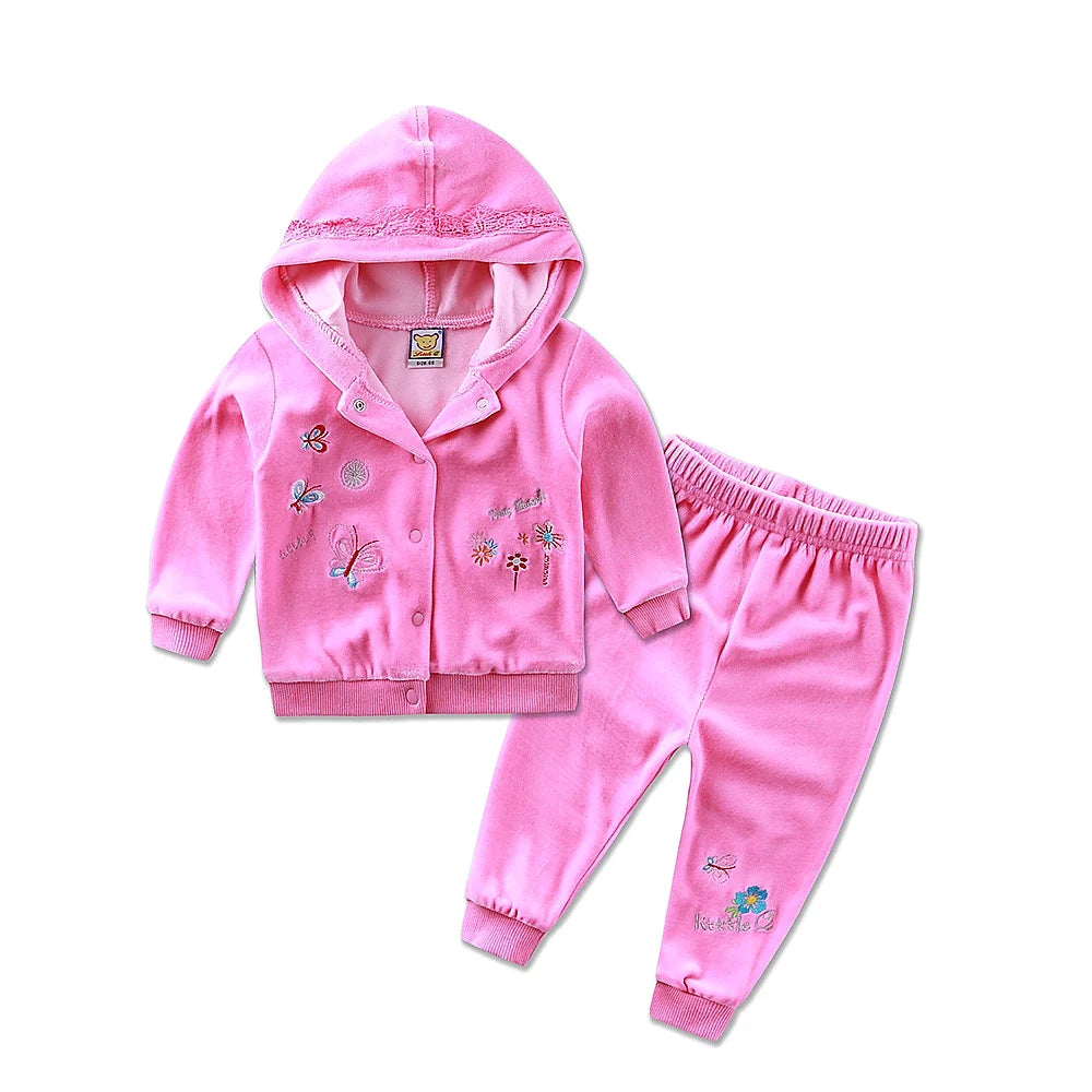 2023 New arrival velvet summer baby girl spring child set casual children's clothing two pieces set children girls twinset