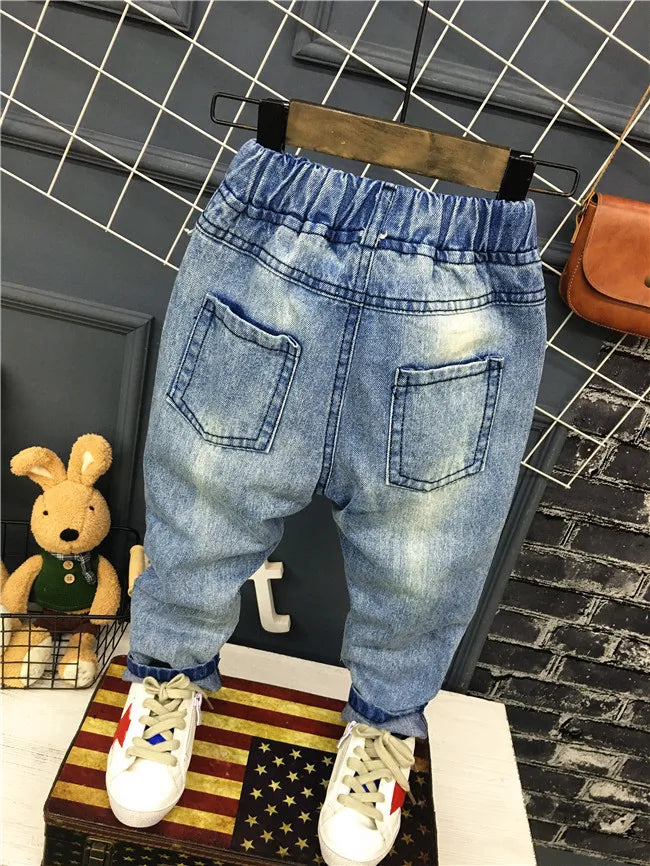 Baby Boys Girls Jeans Pants New 2019 Children Trousers 1-7Yrs Boys Girls Jeans Boys Casual Pants Cartoon Cat Jeans For Kids
