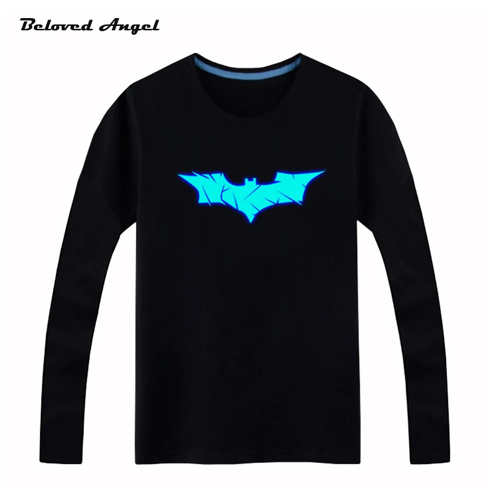 Beloved Angel Blu-ray New Design Kids Long Sleeves Tees Neon Print Shine Children Boys Girls T Shirt Darkness Luminous Clothing