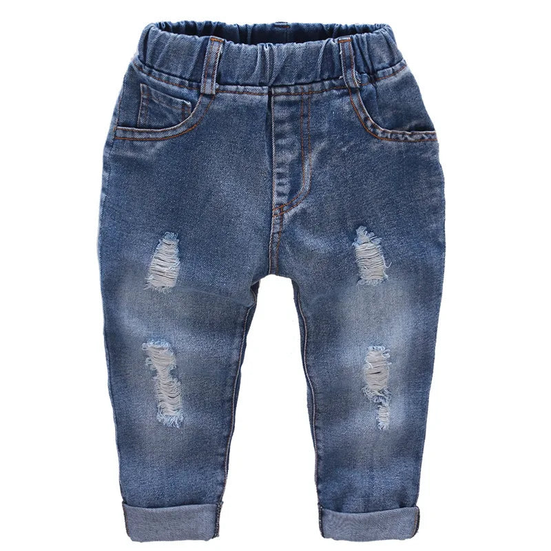 2021 Fashion Children Jeans Baby Boys Cartoon Trousers Pant Baby Girls Grinding Holes Jeans Kids Spring Autumn Clothes 2-6Years