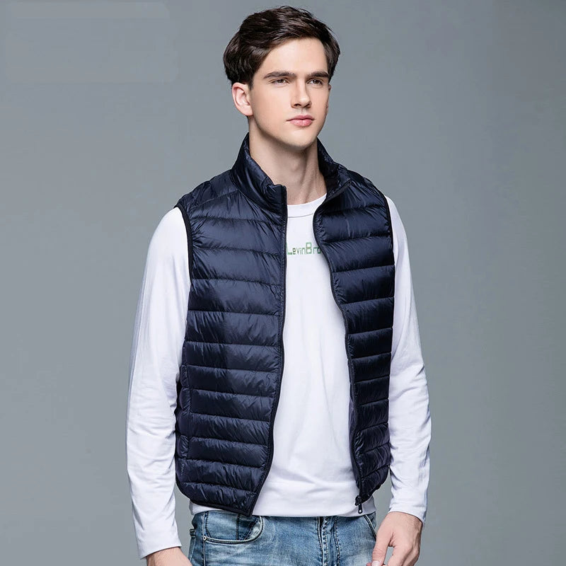 2023 New Men's Winter Gilet Coat Duck Down Puffer Vest Portable Ultra Light Sleeveless Jacket Portable Waistcoat for Men
