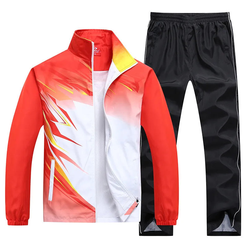 Sportswear Men New Spring Autumn Sets Training Suit 2 Piece Jacket+Pant Young Male Wear Casual Tracksuit Asia Size L-4XL