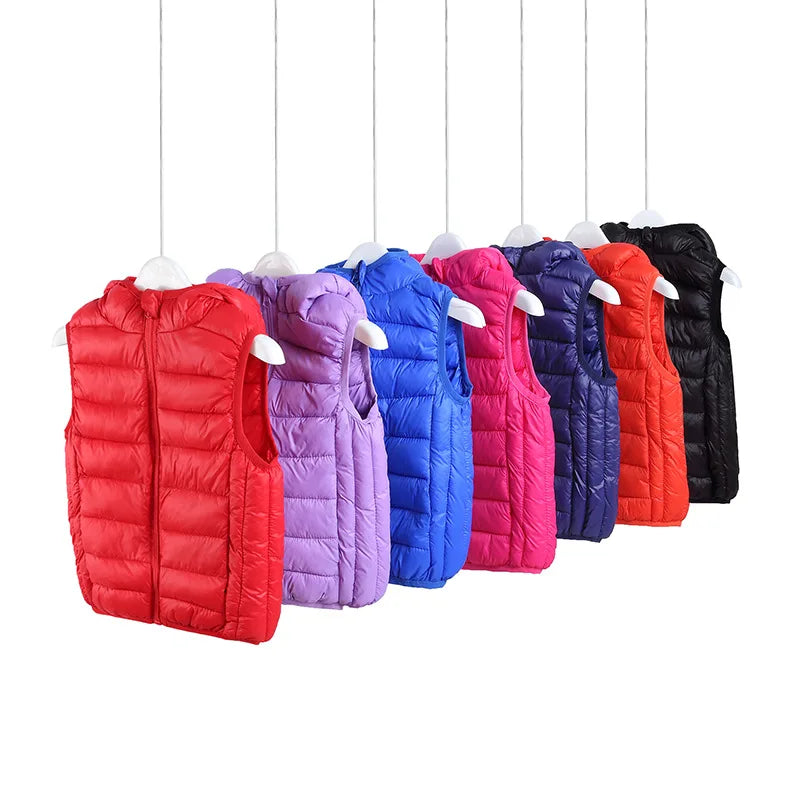 Hooded Child Waistcoat Children Outerwear Kids Jackets Warm Cotton Baby Boys Girls Vest For Spring Autumn 3-14 Years Old