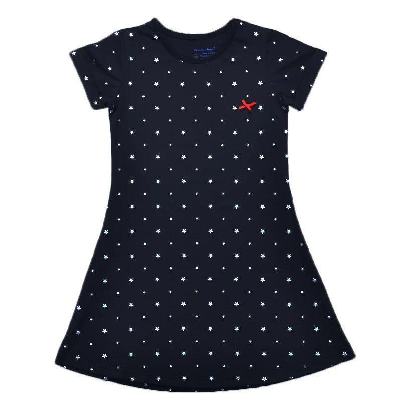 2018 Girls Dress 100% Cotton Summer Print Teenagers Dresses for Girls Designer Princess Party Dress Baby Kids Party Wear 1-13Y