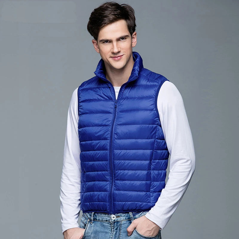 2023 New Men's Winter Gilet Coat Duck Down Puffer Vest Portable Ultra Light Sleeveless Jacket Portable Waistcoat for Men